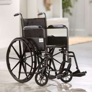 McKesson Wheelchair 18 Inch Seat Dual Axle Full Length Arm Black Upholstery - Image 3