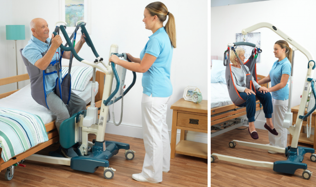 Caregiver using patient lift at home – best patient transfer solutions for safe and comfortable mobility