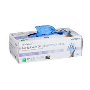 McKesson Exam Glove Confiderm® 3.5C Medium NonSterile Nitrile Standard Cuff Length Textured Fingertips Blue Chemo Tested - Image 2