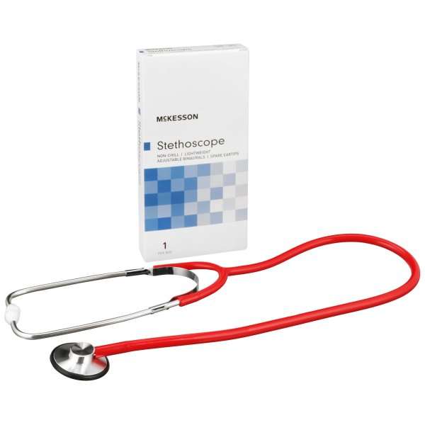 McKesson Classic Stethoscope 21" Tube Single Head Chestpiece - Red