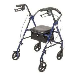 Drive Medical 4 Wheel Rollator Blue Adjustable Height / Folding Steel Frame - Image 2