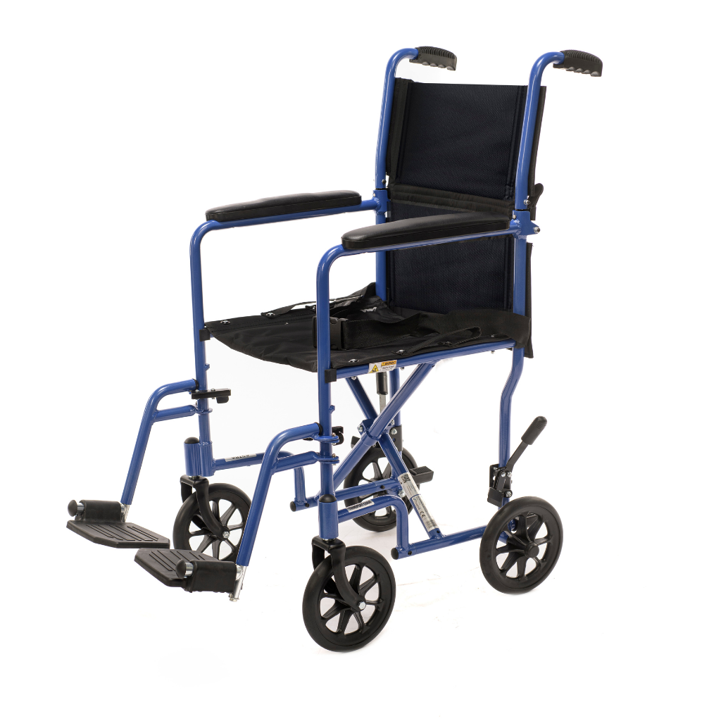 Astra Aluminum transfer wheelchair with fold-down back