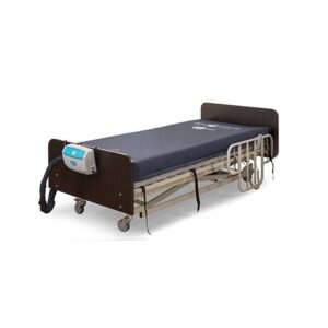 Alternating pressure low air loss mattress system: Medacure Air Wave AW7000 on a hospital bed with pump