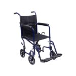 Medacure Aluminum Transport Chair – 23 lb Folding Transport Wheelchair, 17" or 19" Seat, Blue or Forest Green, 250 lb