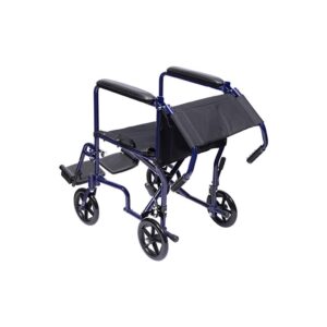 Medacure aluminum transport chair blue side view