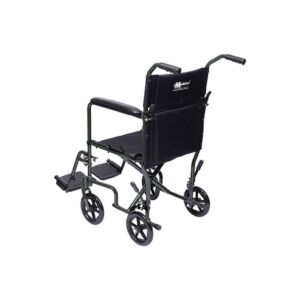 Medacure aluminum transport chair forest green side view