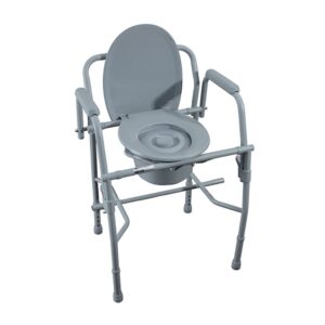 Medacure Drop Arm Folding Commode CB300-DA – Drop Arm Bedside Commode for Side Transfers, 20" Between Arms, 300 lb