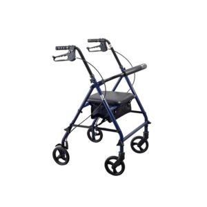 Medacure Steel Rollator Walker with Seat R300-6-KD – 6" Wheels, Padded Seat, Hand Brakes, 300 lb, Black, Blue or Red