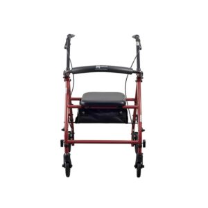 Medacure Steel Rollator Walker with Seat R300-6-KD – 6" Wheels, Padded Seat, Hand Brakes, 300 lb, Black, Blue or Red
