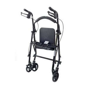 Medacure Steel Rollator Walker with Seat R300-6-KD – 6" Wheels, Padded Seat, Hand Brakes, 300 lb, Black, Blue or Red