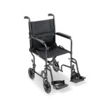 Medacure Steel Transport Chair – Folding Transport Wheelchair, 17" or 19" Seat, Fold Down Back, 250 lb, Black