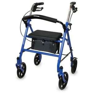 McKesson Steel Rollator Walker – Folding 4 Wheel Walker with Seat and Storage | Available in Blue or Red - Image 2