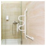 Stander Curve Bathroom Grab Bar – Pivoting Wall-Mounted Toilet & Bathtub Support for Seniors