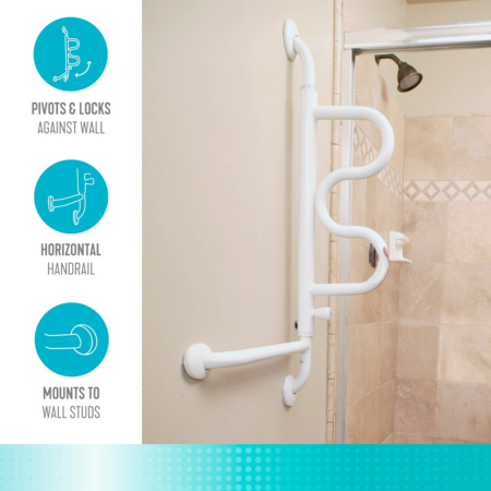 Stander Curve Bathroom Grab Bar – Pivoting Wall-Mounted Toilet & Bathtub Support for Seniors 5 toilet curve wall mounted grab bar 4 toilet curve wall mounted grab bar 4