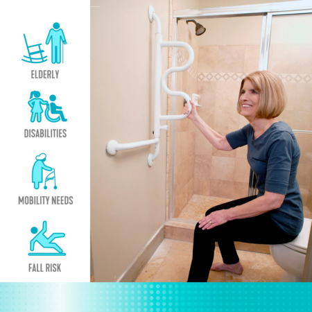 Stander Curve Bathroom Grab Bar – Pivoting Wall-Mounted Toilet & Bathtub Support for Seniors 4 toilet curve wall mounted grab bar 5 toilet curve wall mounted grab bar 5