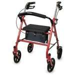 Steel rollator walker with seat and storage for seniors