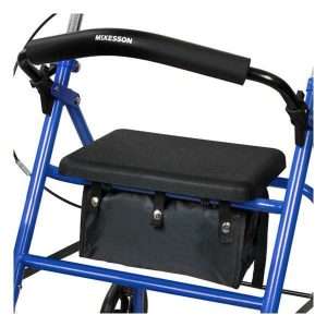 McKesson Steel Rollator Walker – Folding 4 Wheel Walker with Seat and Storage | Available in Blue or Red - Image 4